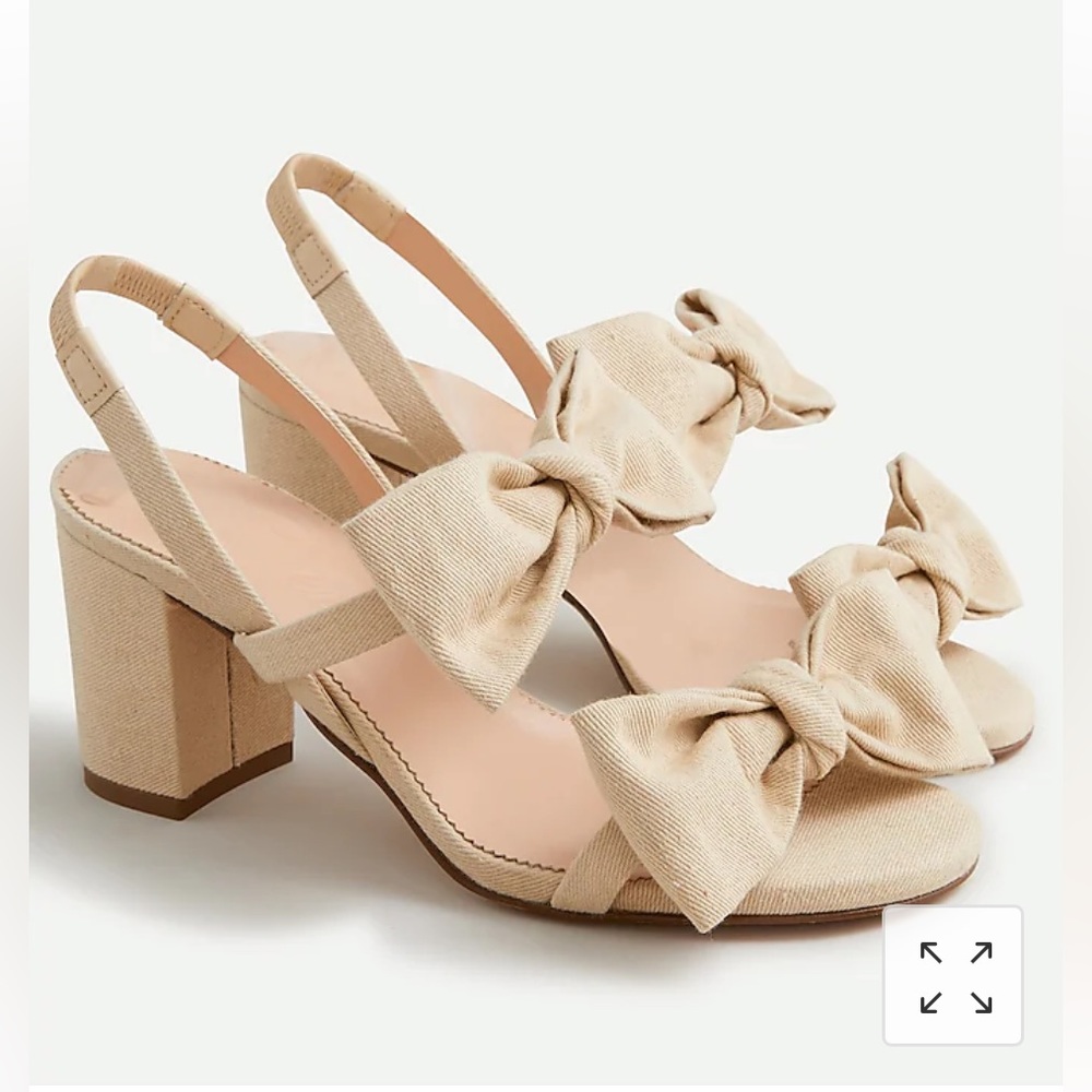 NIB J.Crew Lucie bow slingback sandals in natural twill Size 6 BP566